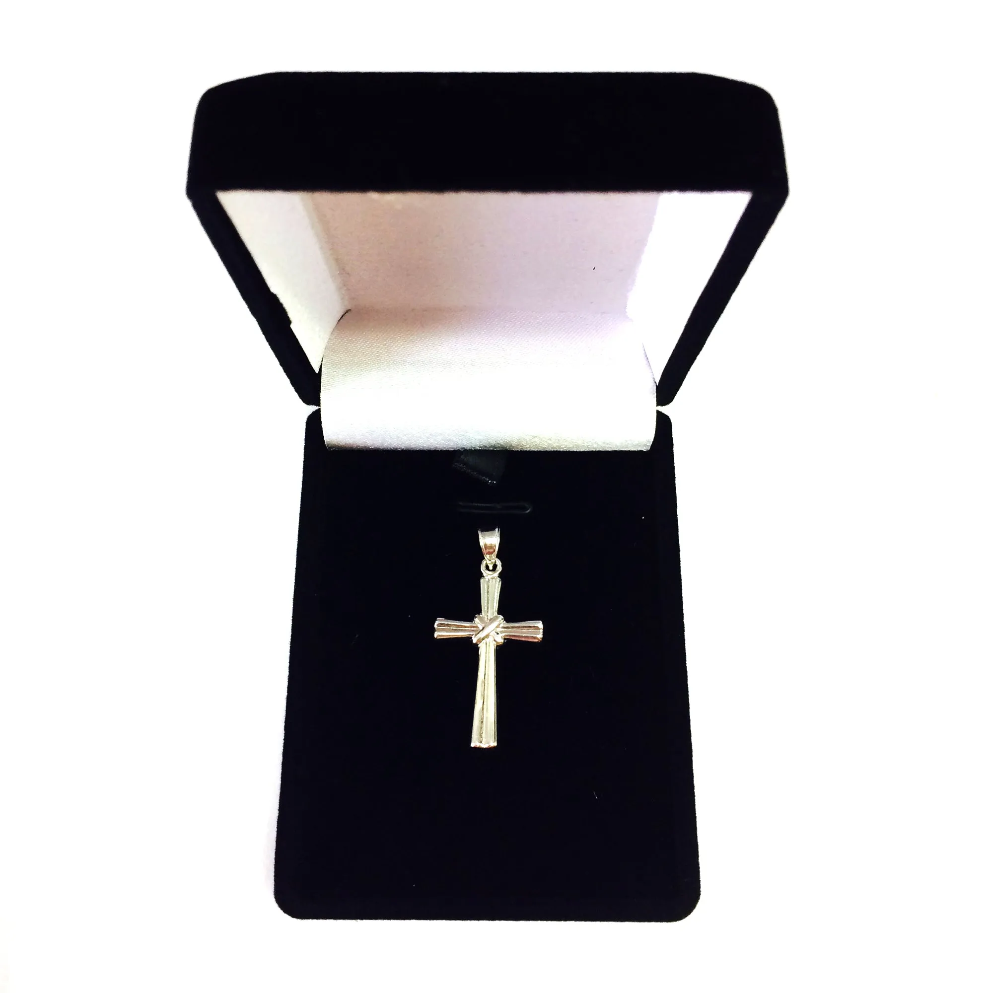 14k White Gold Polished Cross Pendant