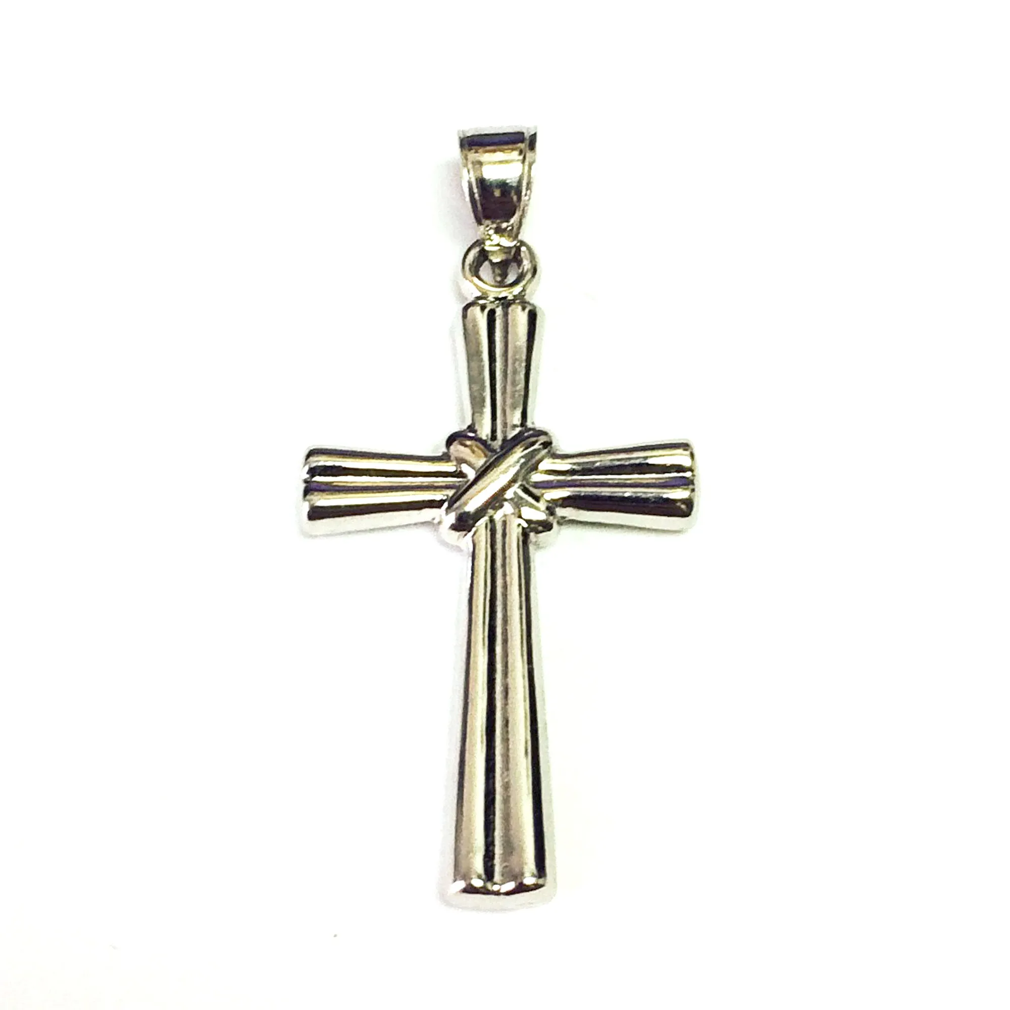 14k White Gold Polished Cross Pendant