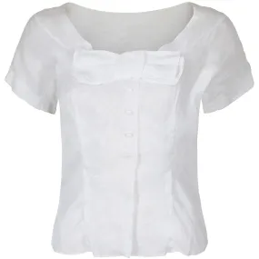 1950s Christian Dior White Cotton Blouse