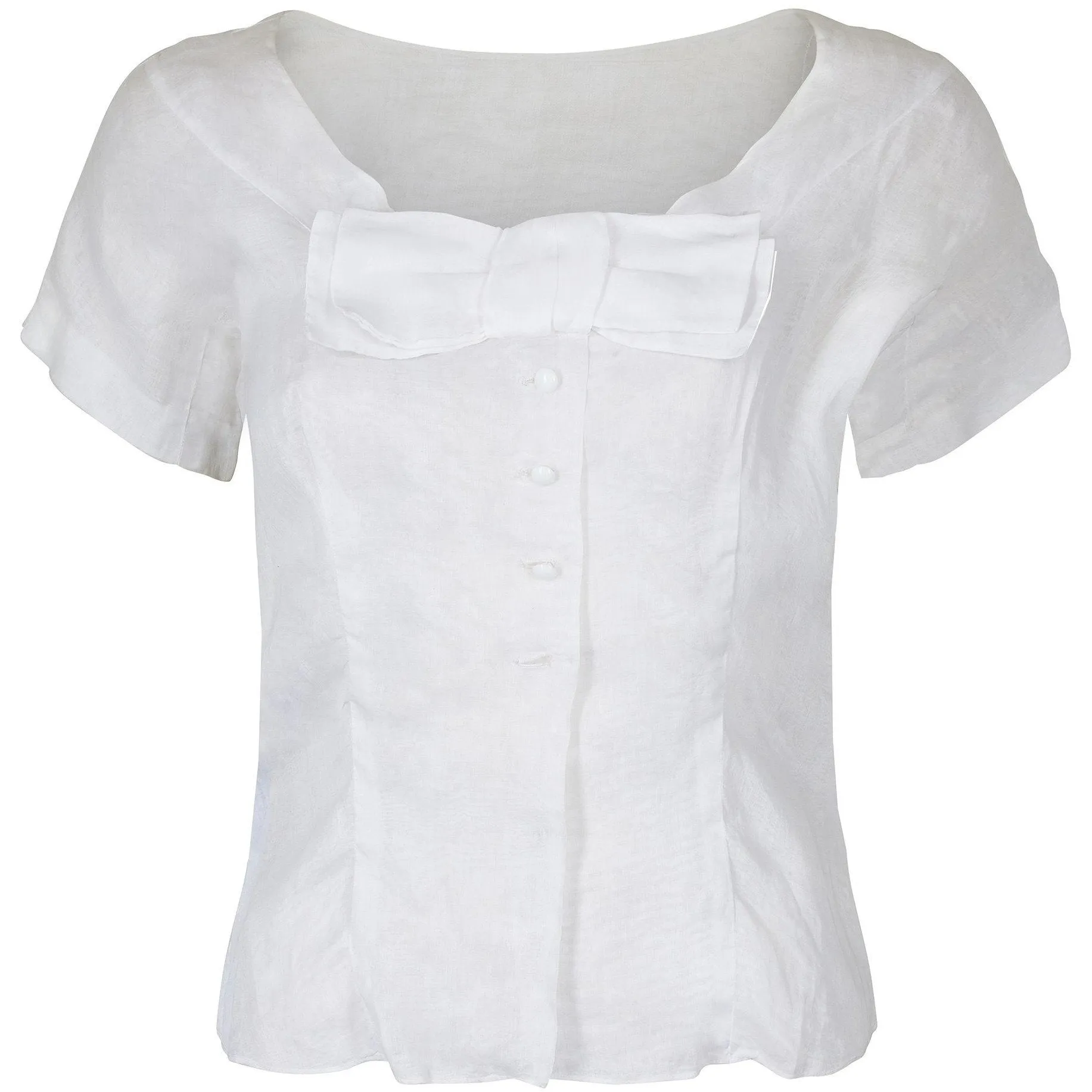 1950s Christian Dior White Cotton Blouse