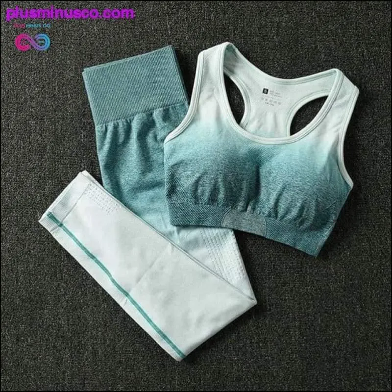 2PCS Yoga Set Women Long Sleeve Crop Tops And High Waisted