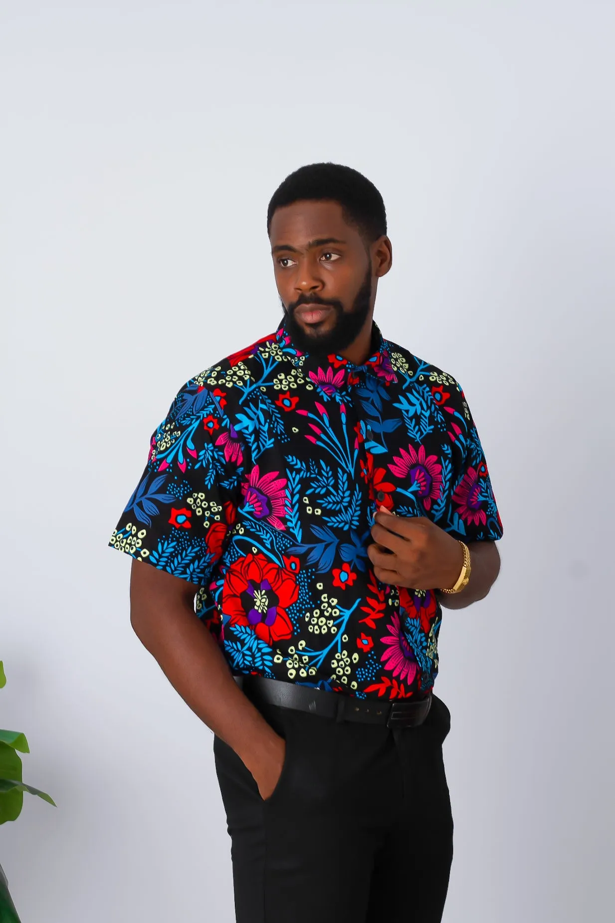 African Print Short Sleeve Shirt for Men - Nnadi