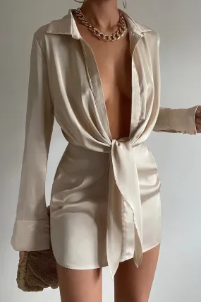 Aja Silk Dress - Champagne