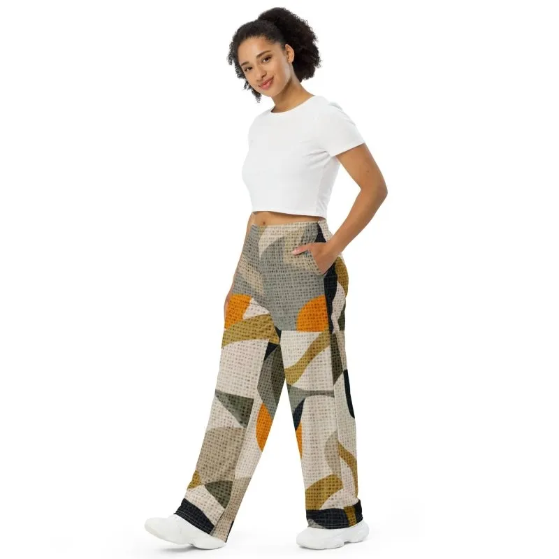 All-over print unisex wide-leg pants - Contemporary Art style