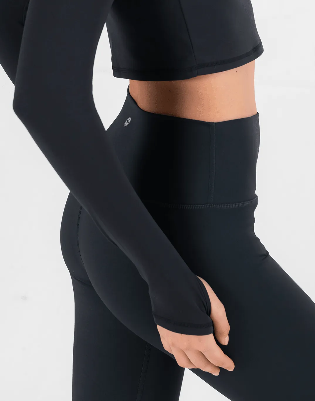 Aurora Long Sleeve Crop Tee in Black