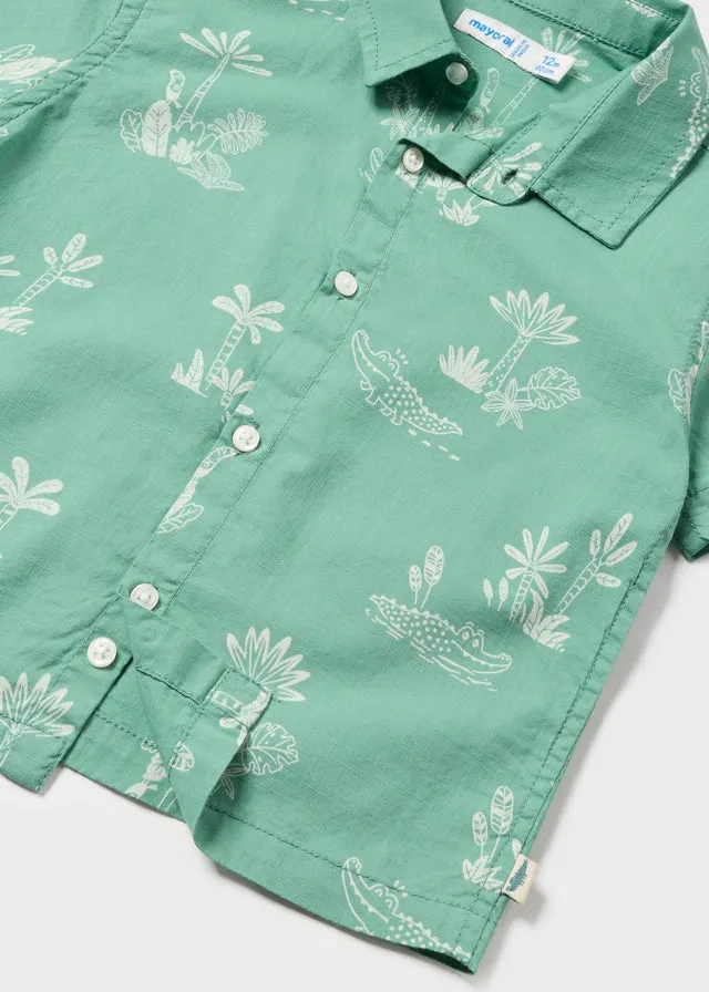 Baby Boy Short Sleeve Print Shirt | Eucalyptus