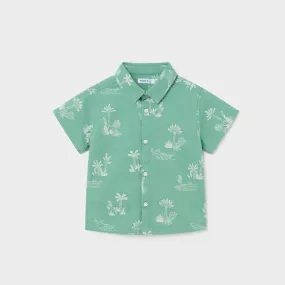 Baby Boy Short Sleeve Print Shirt | Eucalyptus