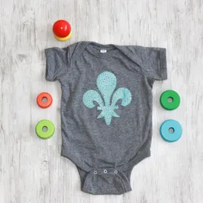 Baby Onesie with Hand-Appliqued Fleur de Lis