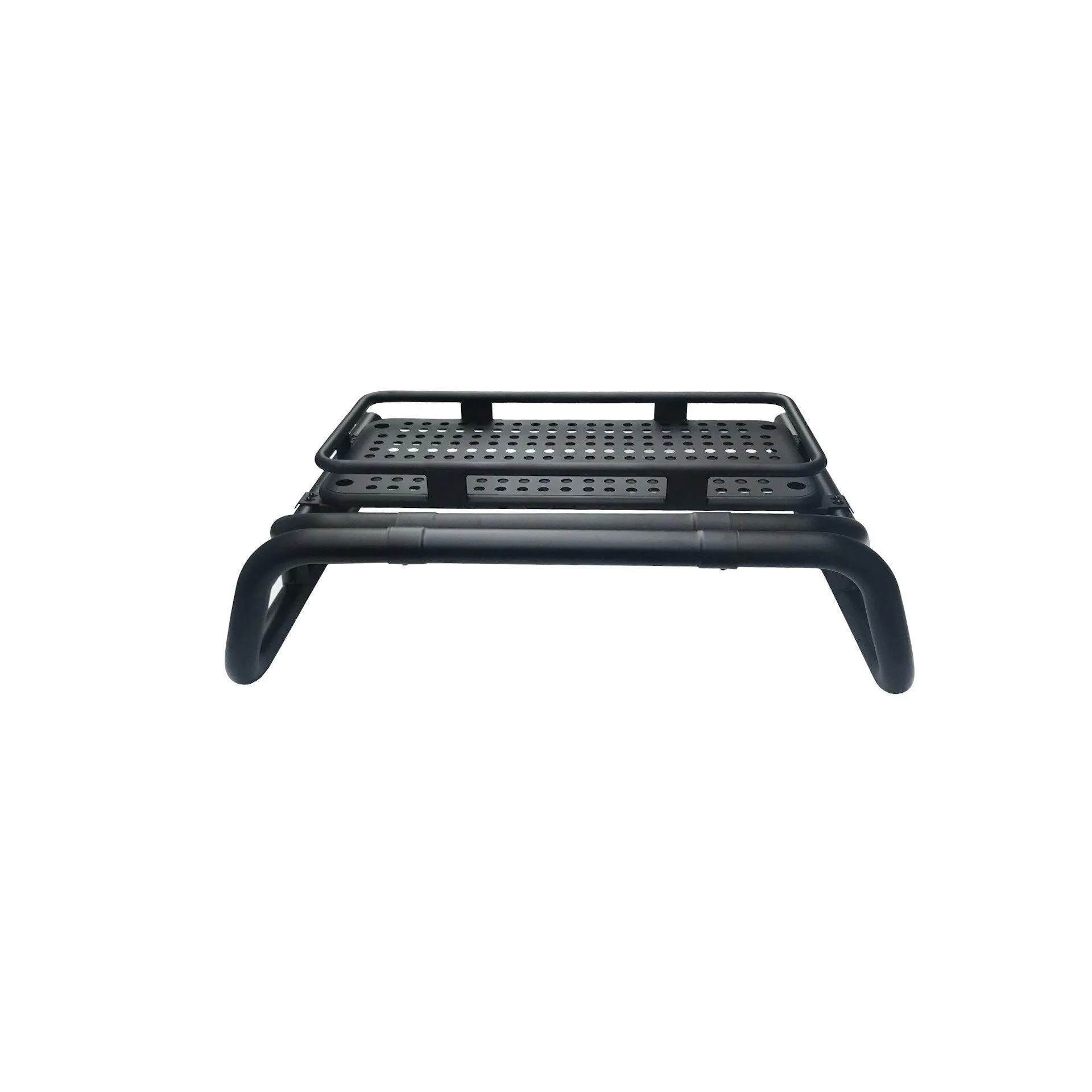 Black Long Arm Roll Sports Bar with Cargo Basket Rack for the Isuzu D-Max 12-20