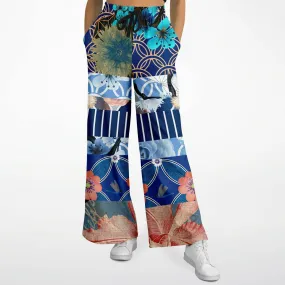 Blue Andalusian Patchwork Eco-Poly Stretchy Phat Bellbottoms