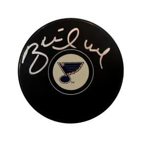 Brett Hull St Louis Blues Autographed Logo Puck - Beckett COA