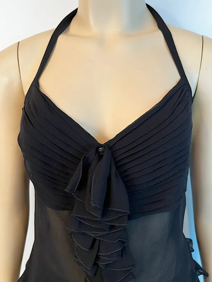 Chanel 03A 2003 Fall Black Sheer Halter Top Blouse FR 40 US 4/6