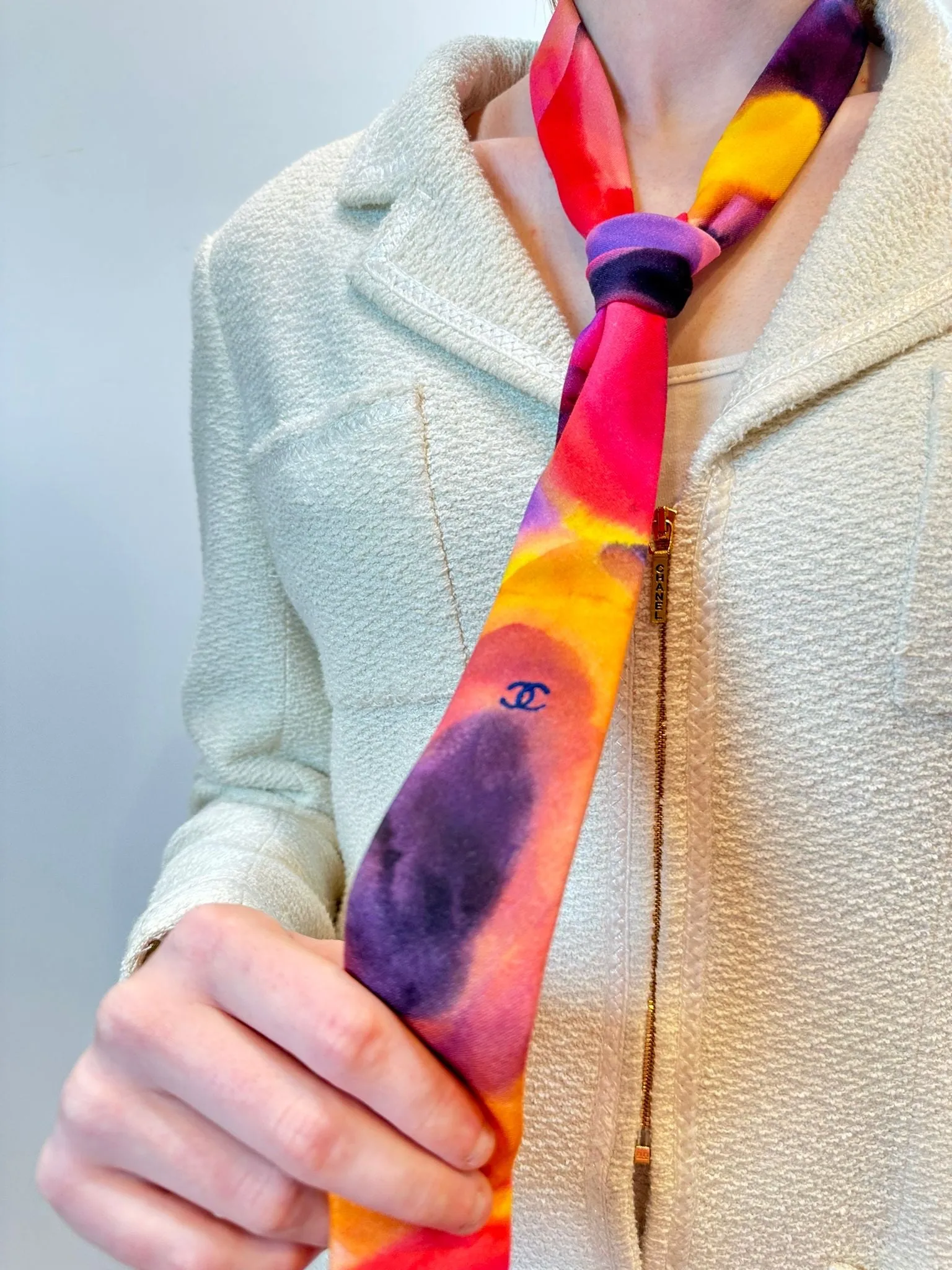 Chanel 15P 2015 Spring Runway Watercolor Necktie