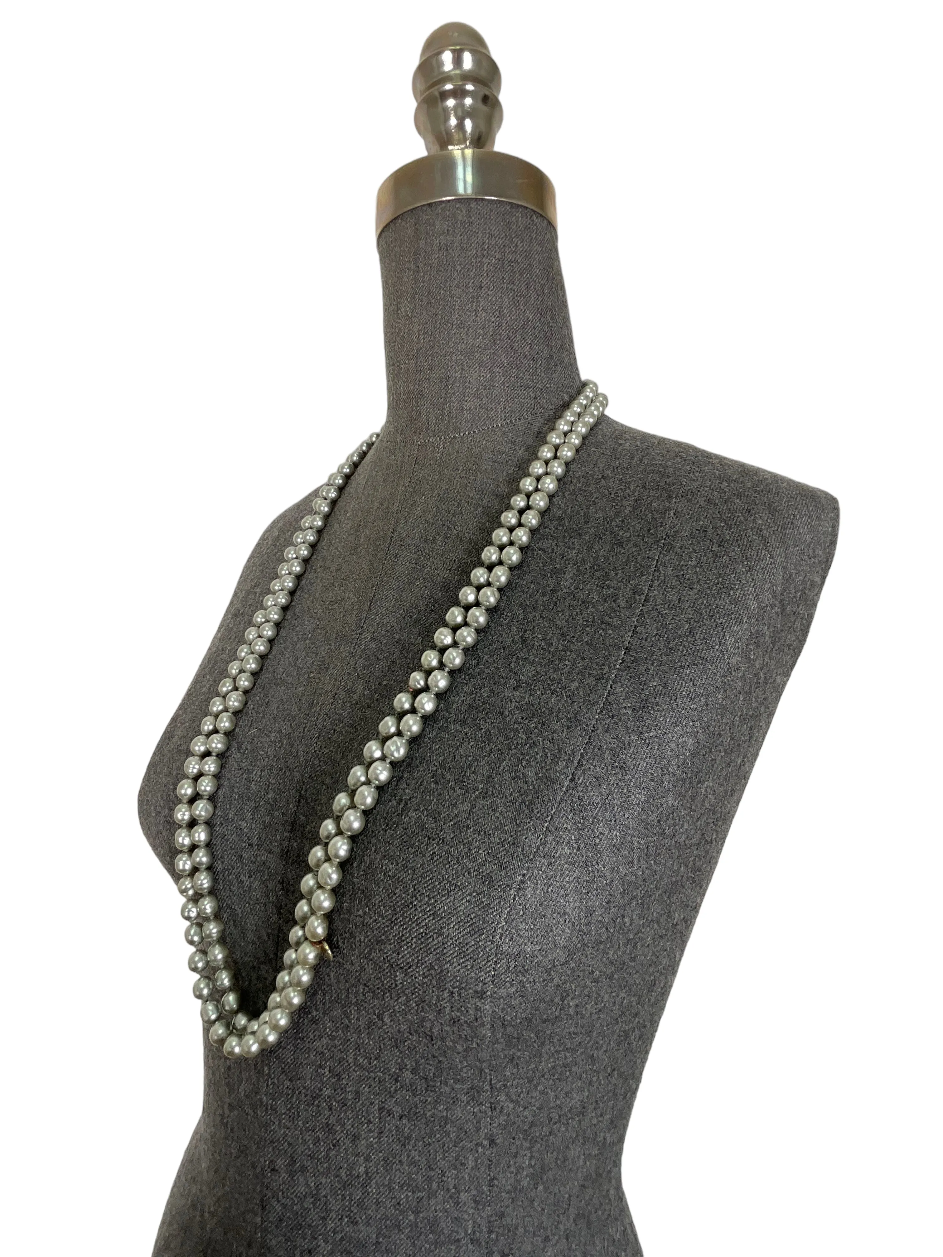 Chanel 1980s Gray Pearl Necklace