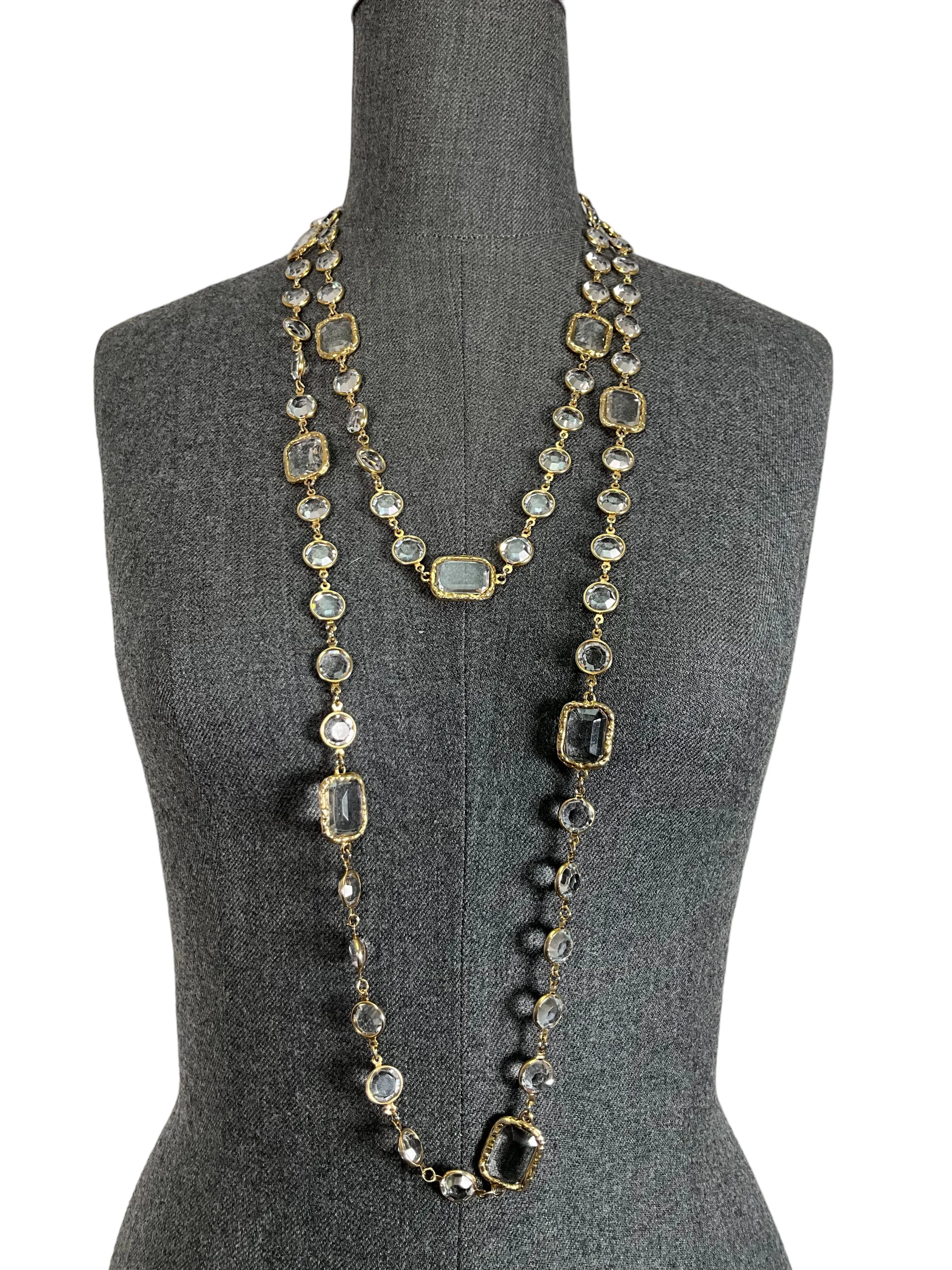 Chanel 1981 Clear Crystal Chicklet Sautoir Necklace