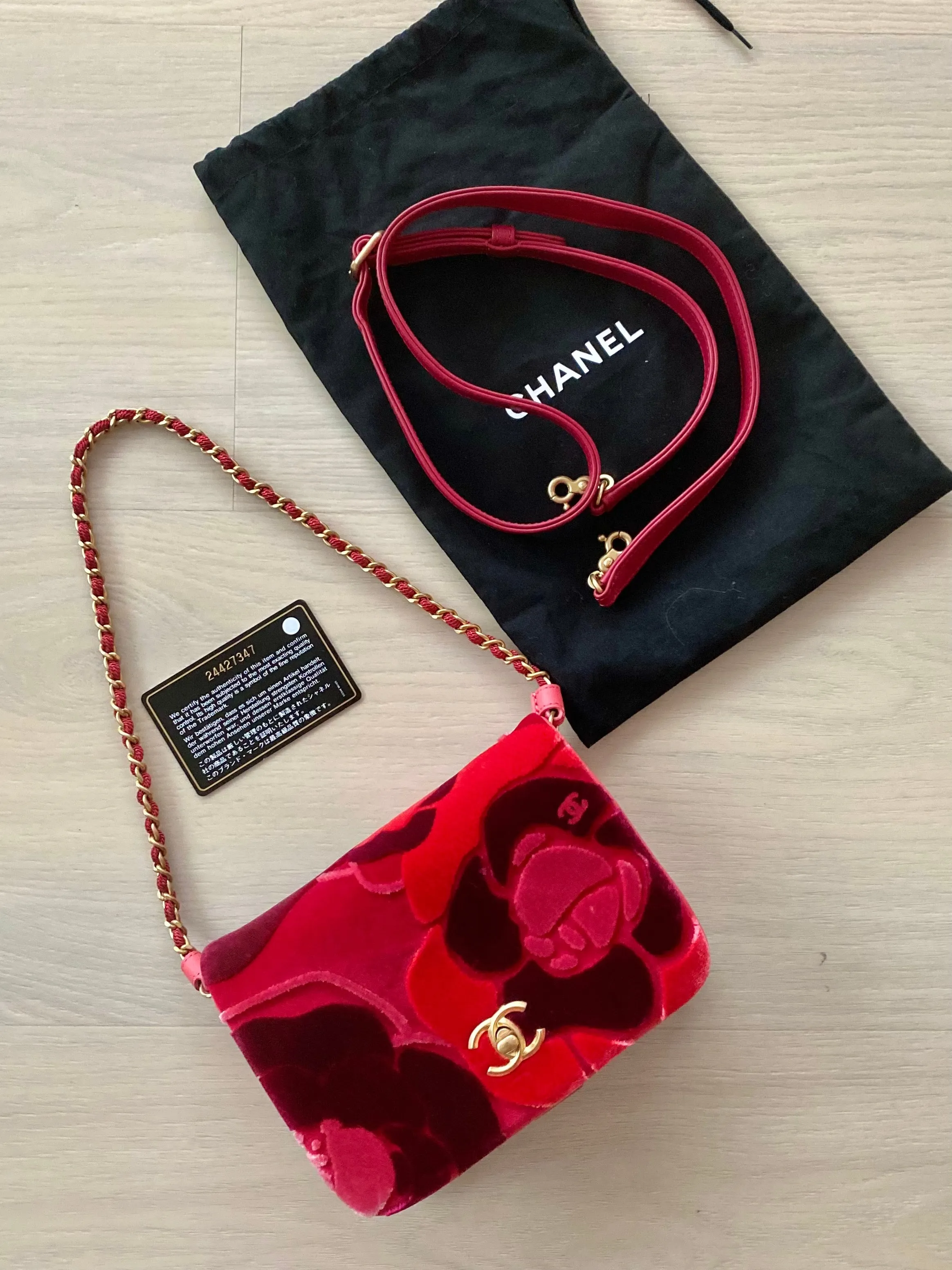 Chanel camellia flower velvet flap bag