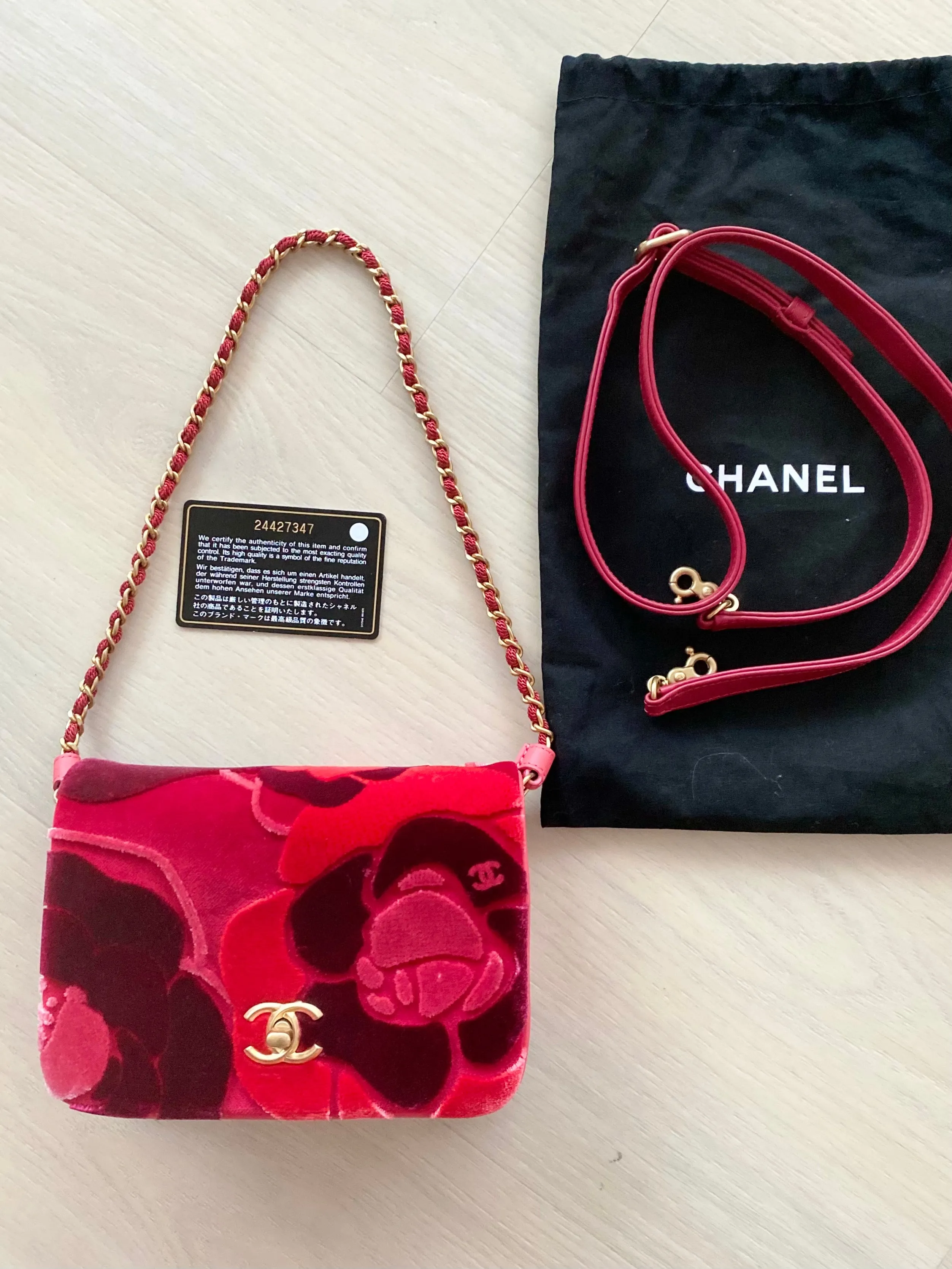 Chanel camellia flower velvet flap bag