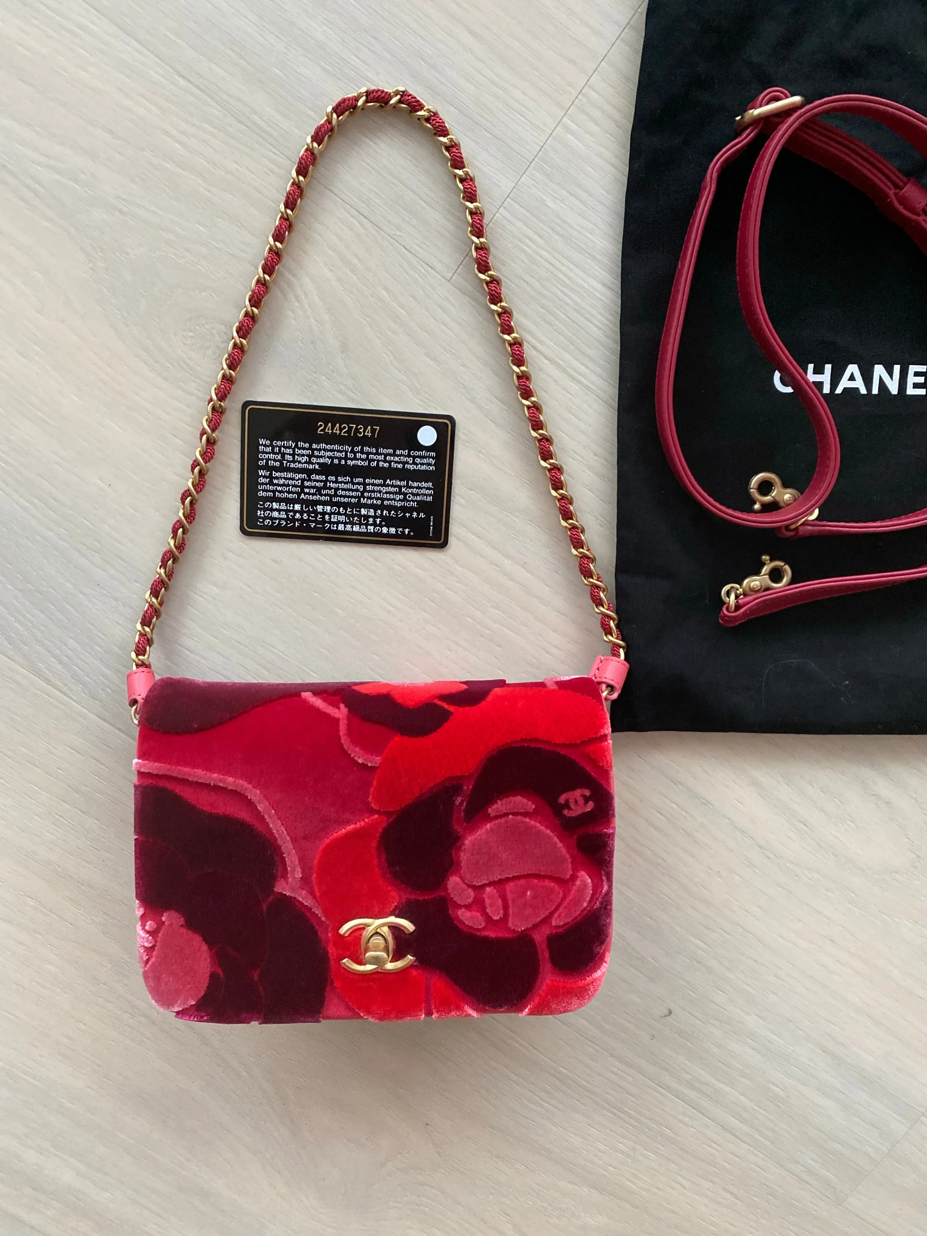 Chanel camellia flower velvet flap bag