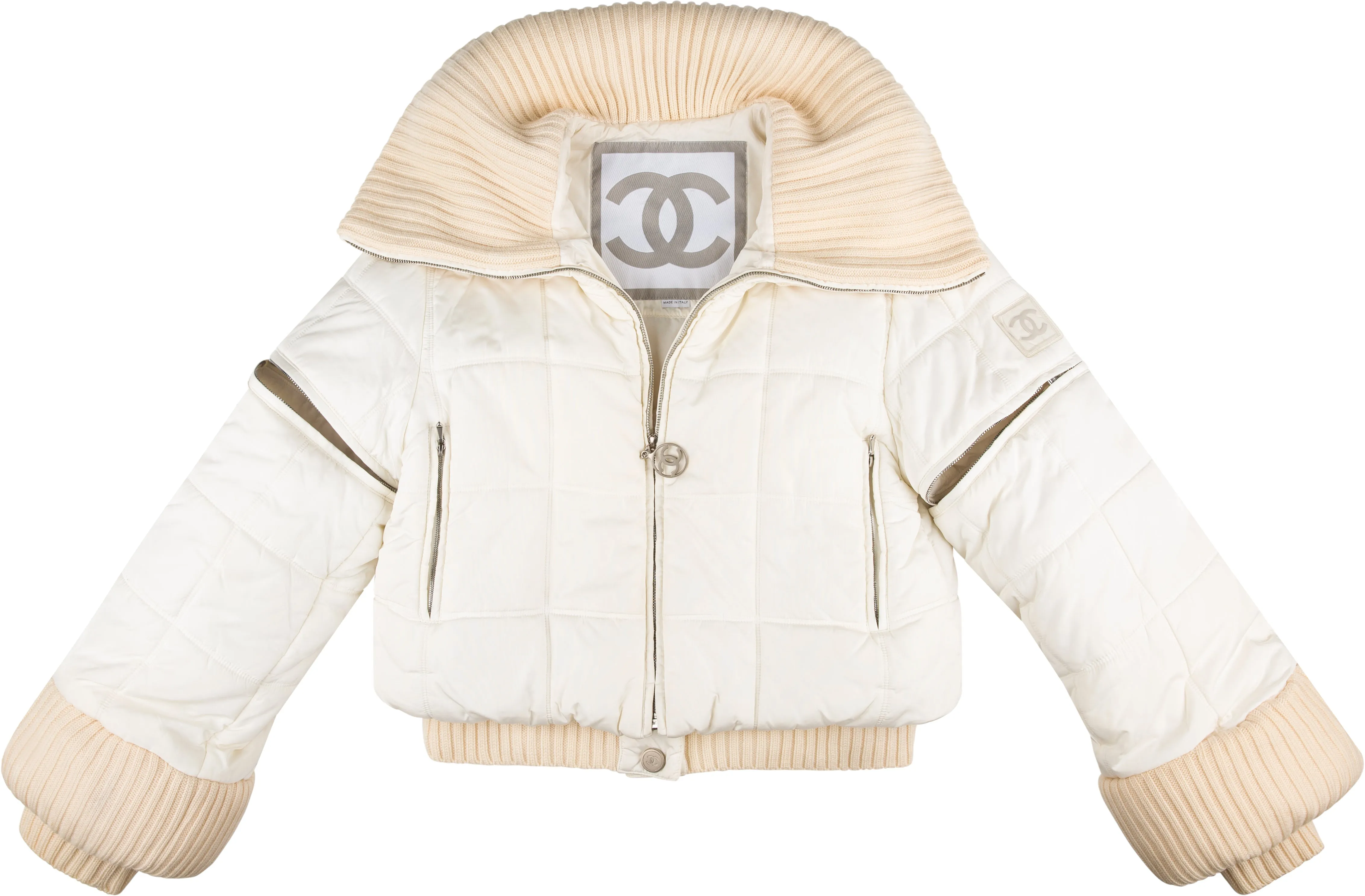 Chanel Fall 2000 Runway Convertible Logo Puffer Jacket - Limited Edition Designer Outerwear