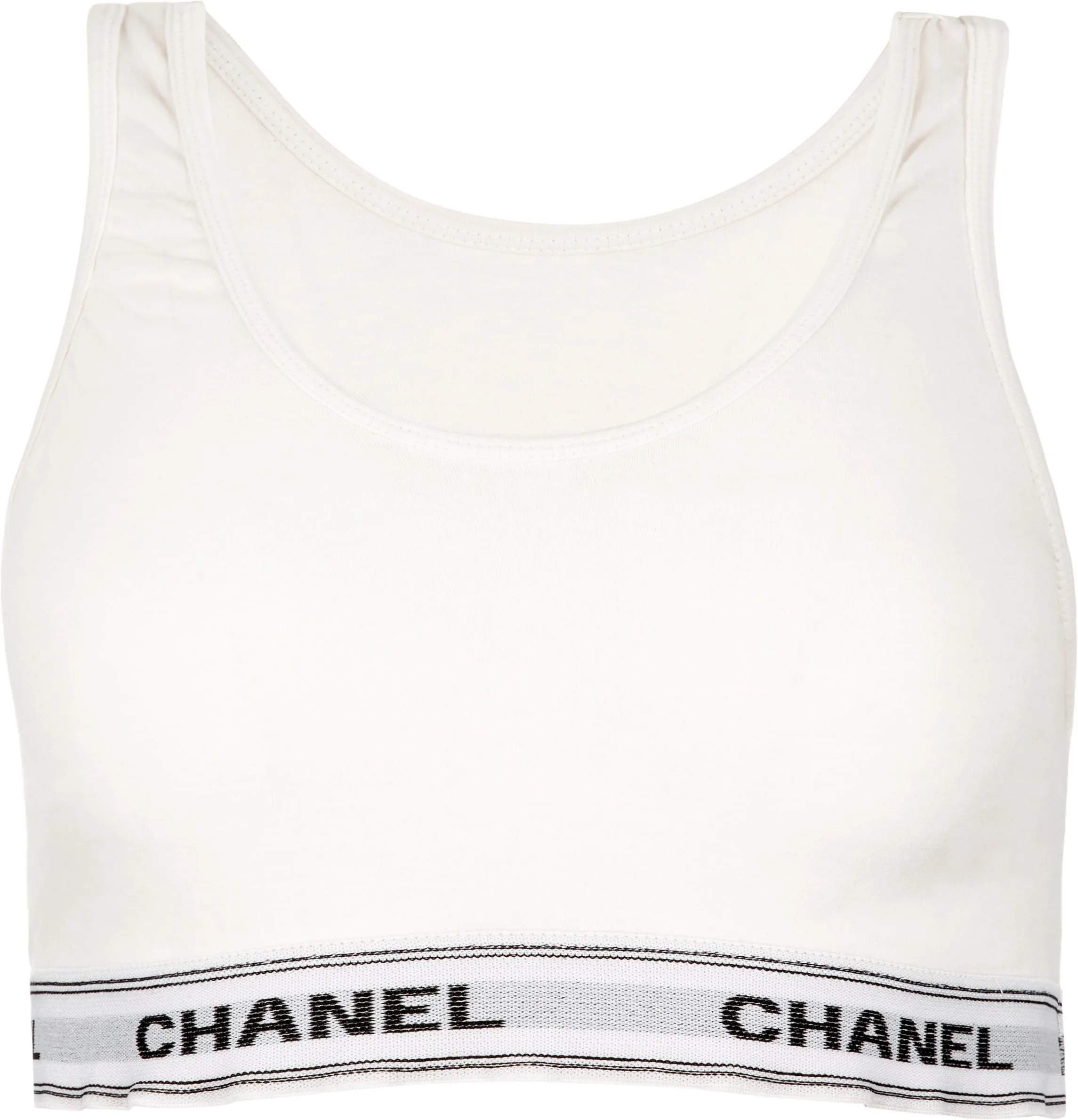 Chanel Logo Cropped Sports Bra Top