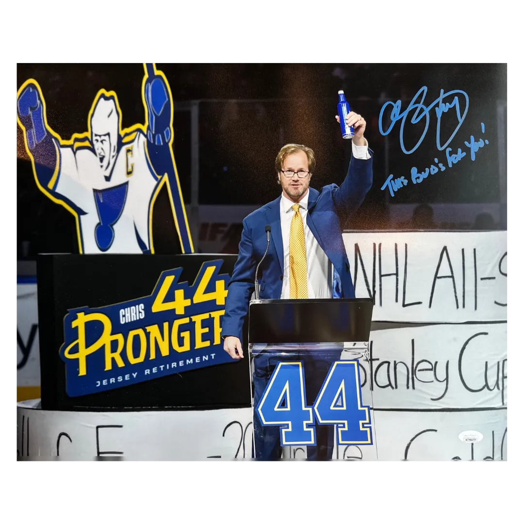 Chris Pronger St Louis Blues Autographed Retirement Night Cheers 16x20 Photo w/ Inscription - JSA COA