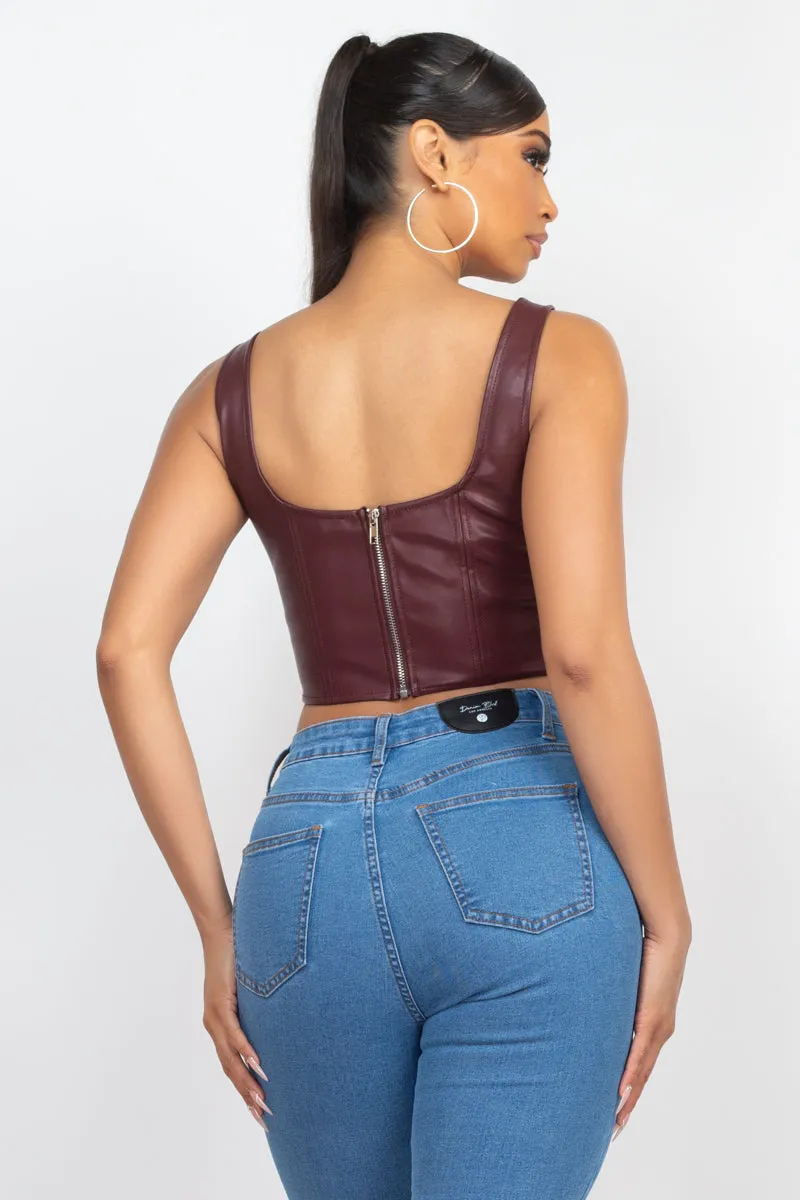 D-ring Sweetheart Bustier Leather Top