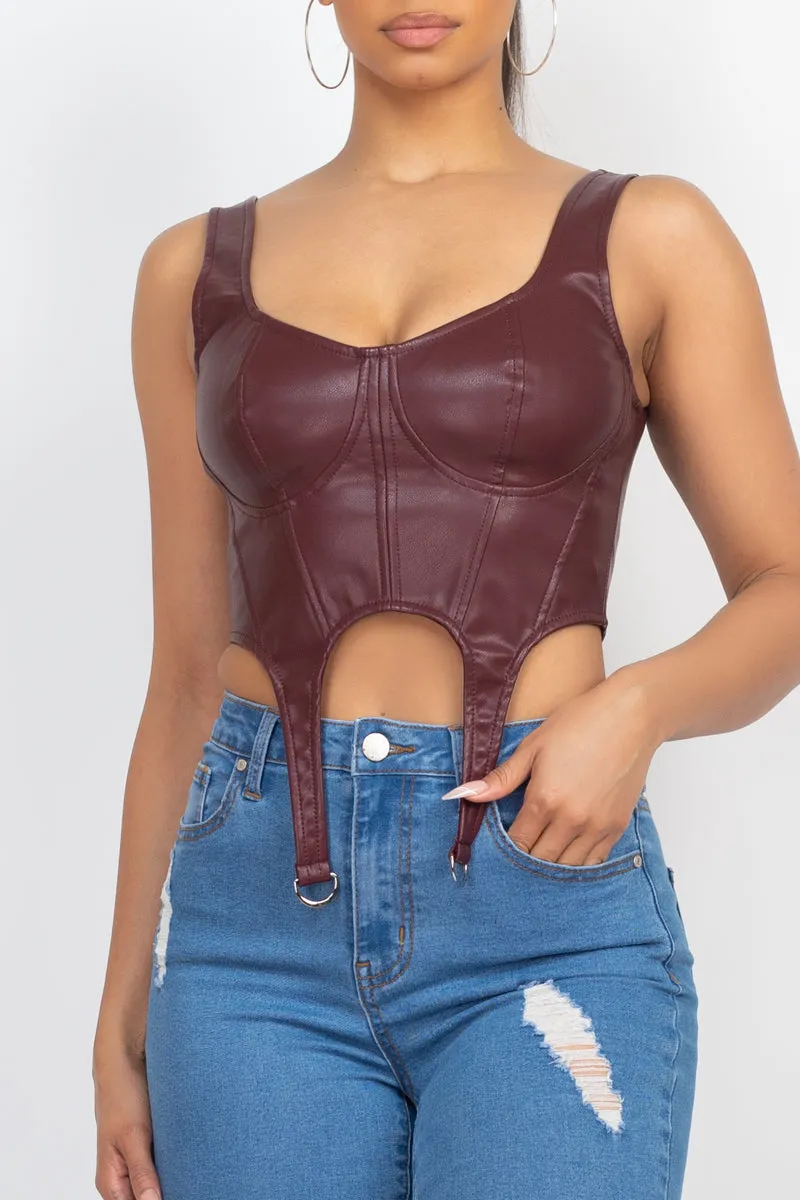 D-ring Sweetheart Bustier Leather Top