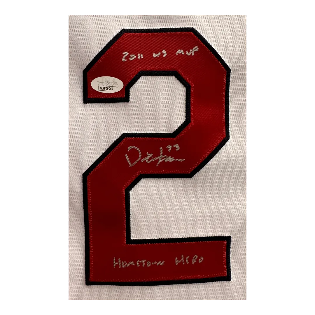 David Freese St Louis Cardinals Autographed Majestic Replica Jersey w/ (2) two Inscriptions - JSA COA