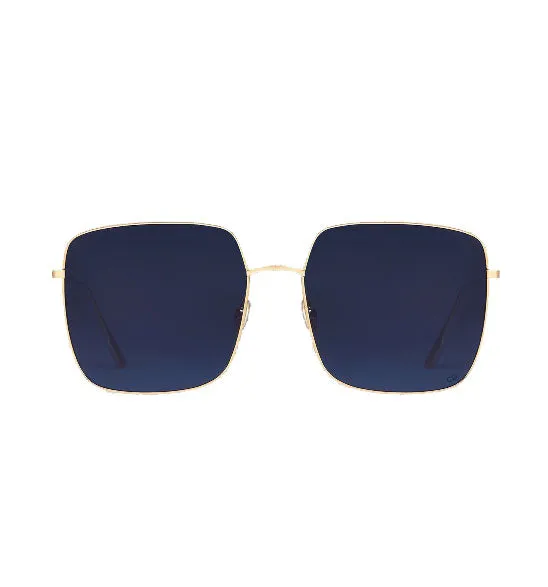 Ultra-Slim Dior Stellaire 1 Sunglasses, Gold Frame with Blue Lenses