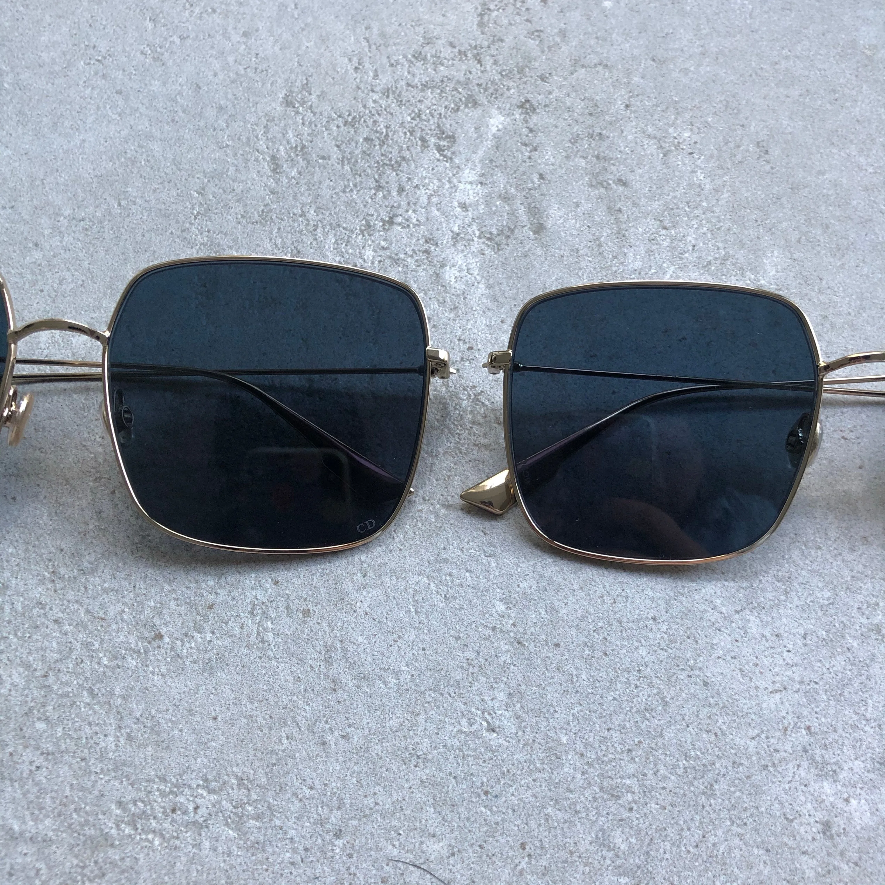 Ultra-Slim Dior Stellaire 1 Sunglasses, Gold Frame with Blue Lenses