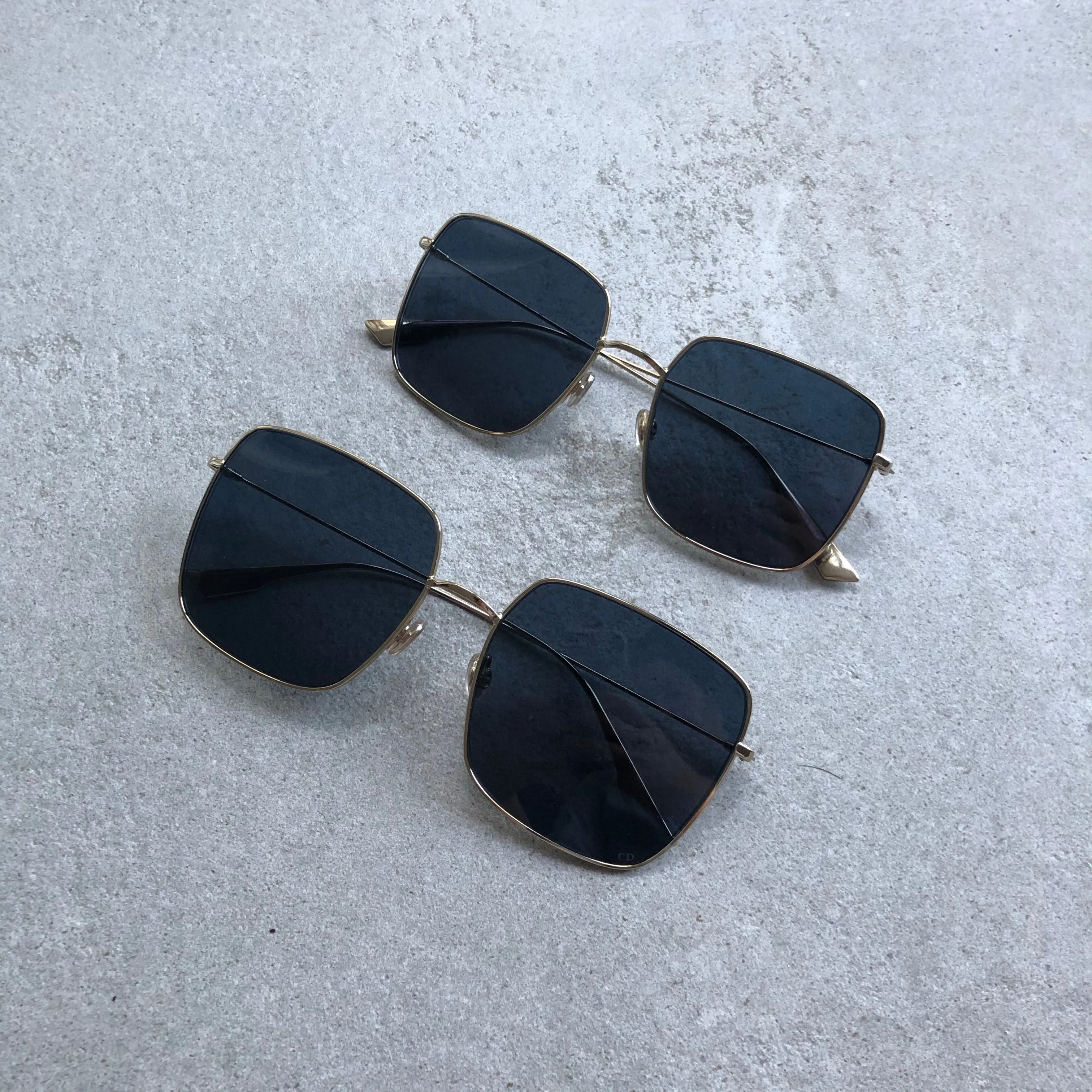 Ultra-Slim Dior Stellaire 1 Sunglasses, Gold Frame with Blue Lenses