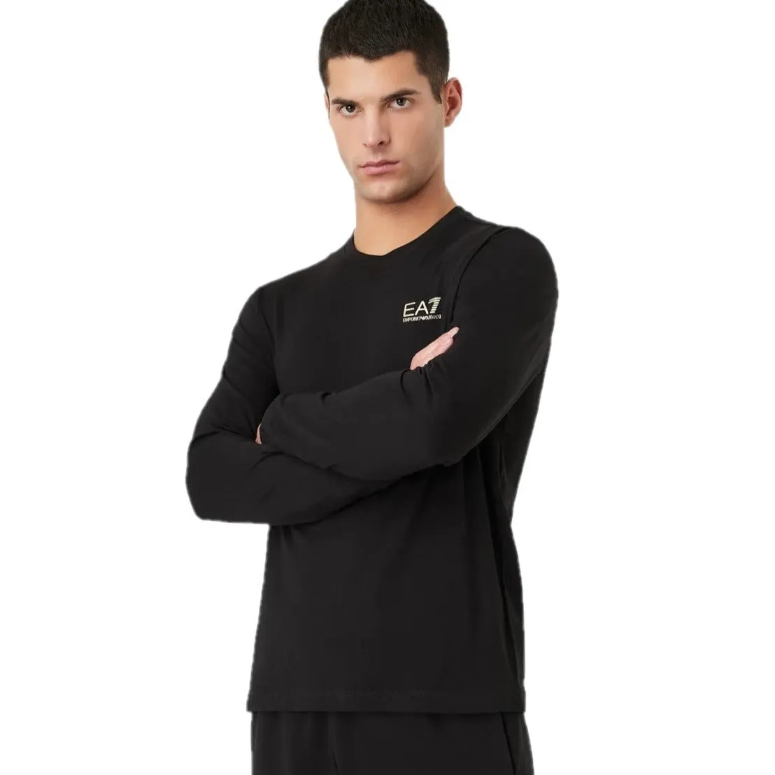 EA7 Logo Long-Sleeved Cotton T-shirt