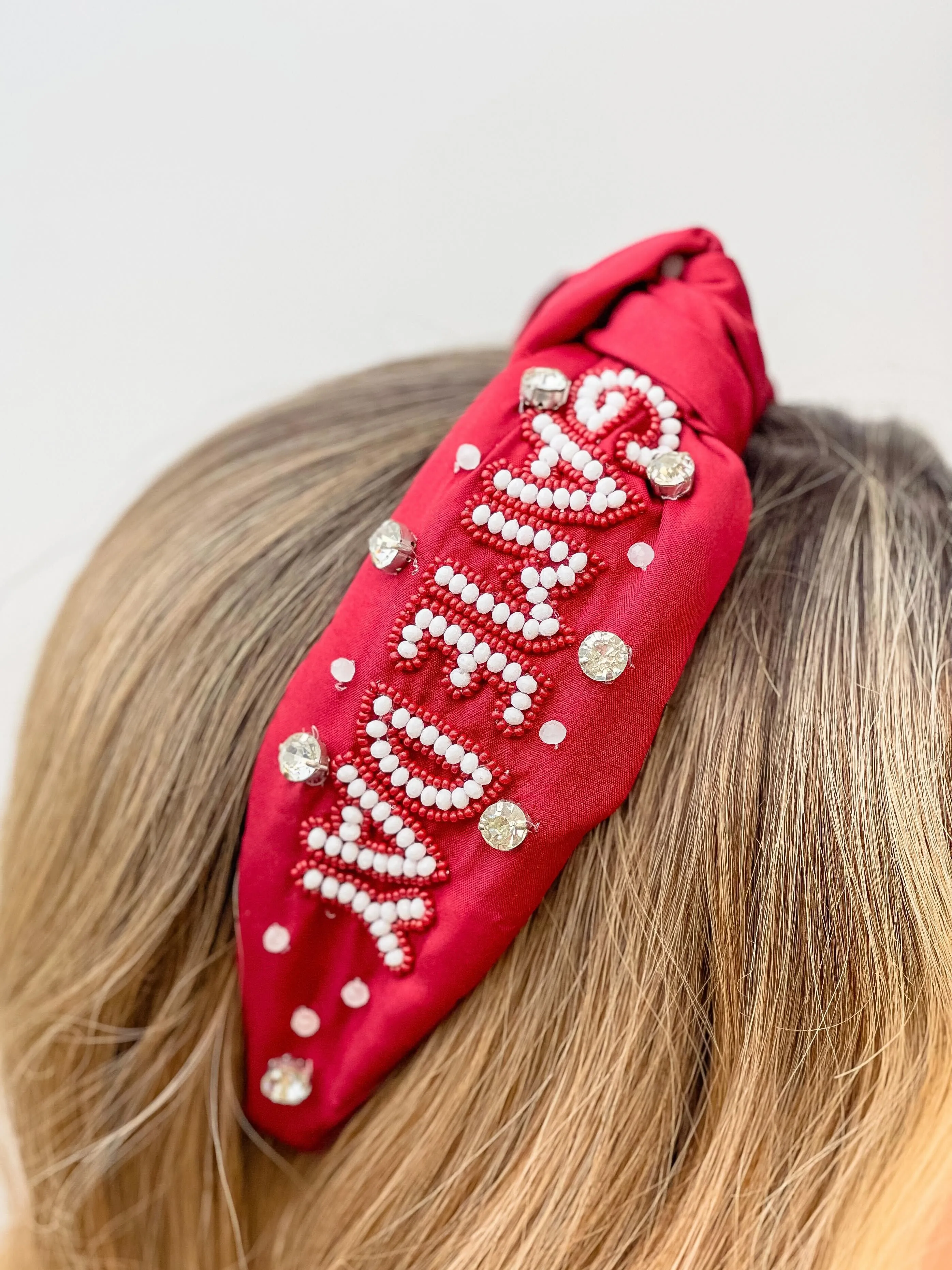 'Game Day' Embellished Headband - Burgundy & White