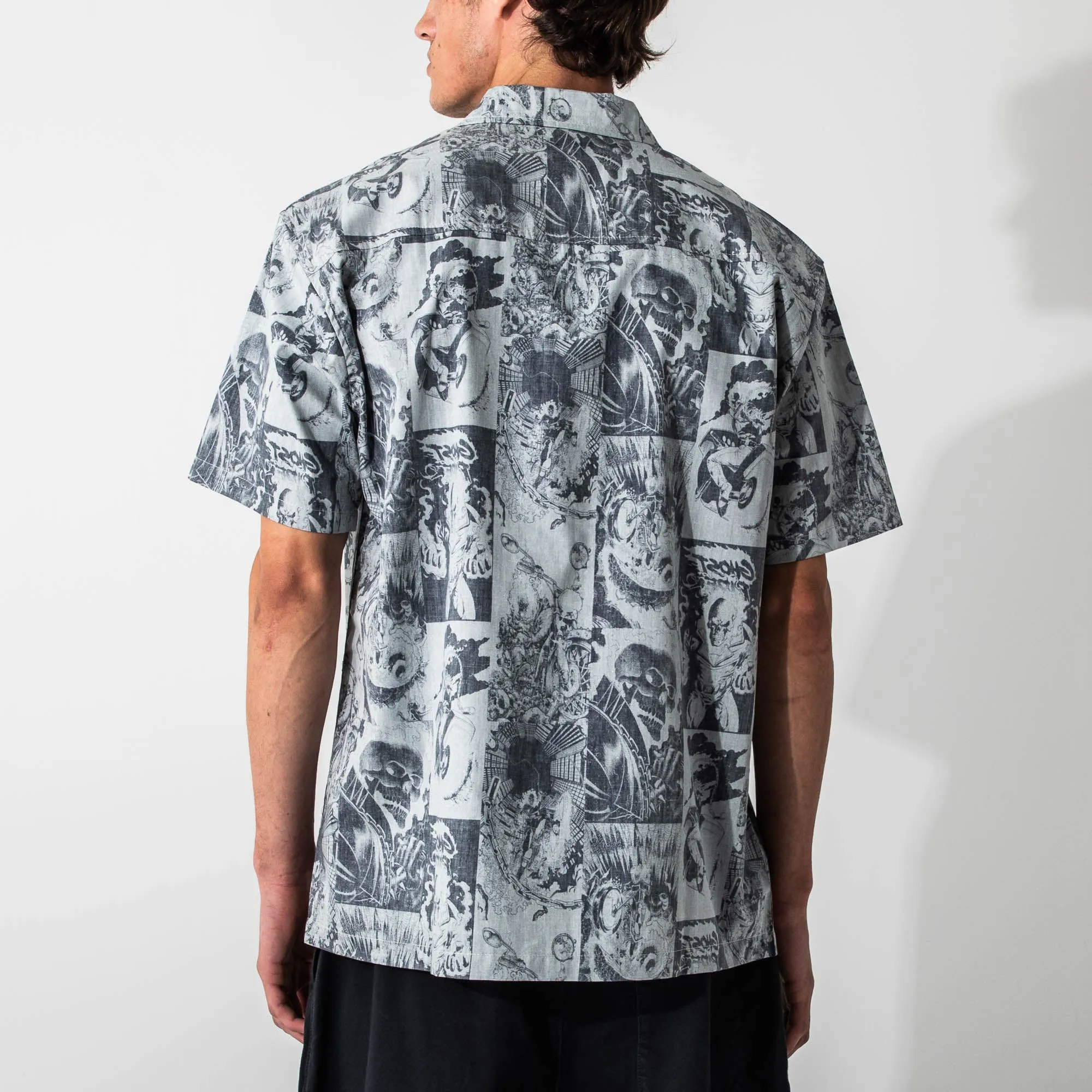 Ghost Rider All Over Comic Print Button-Down Shirt