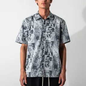 Ghost Rider All Over Comic Print Button-Down Shirt