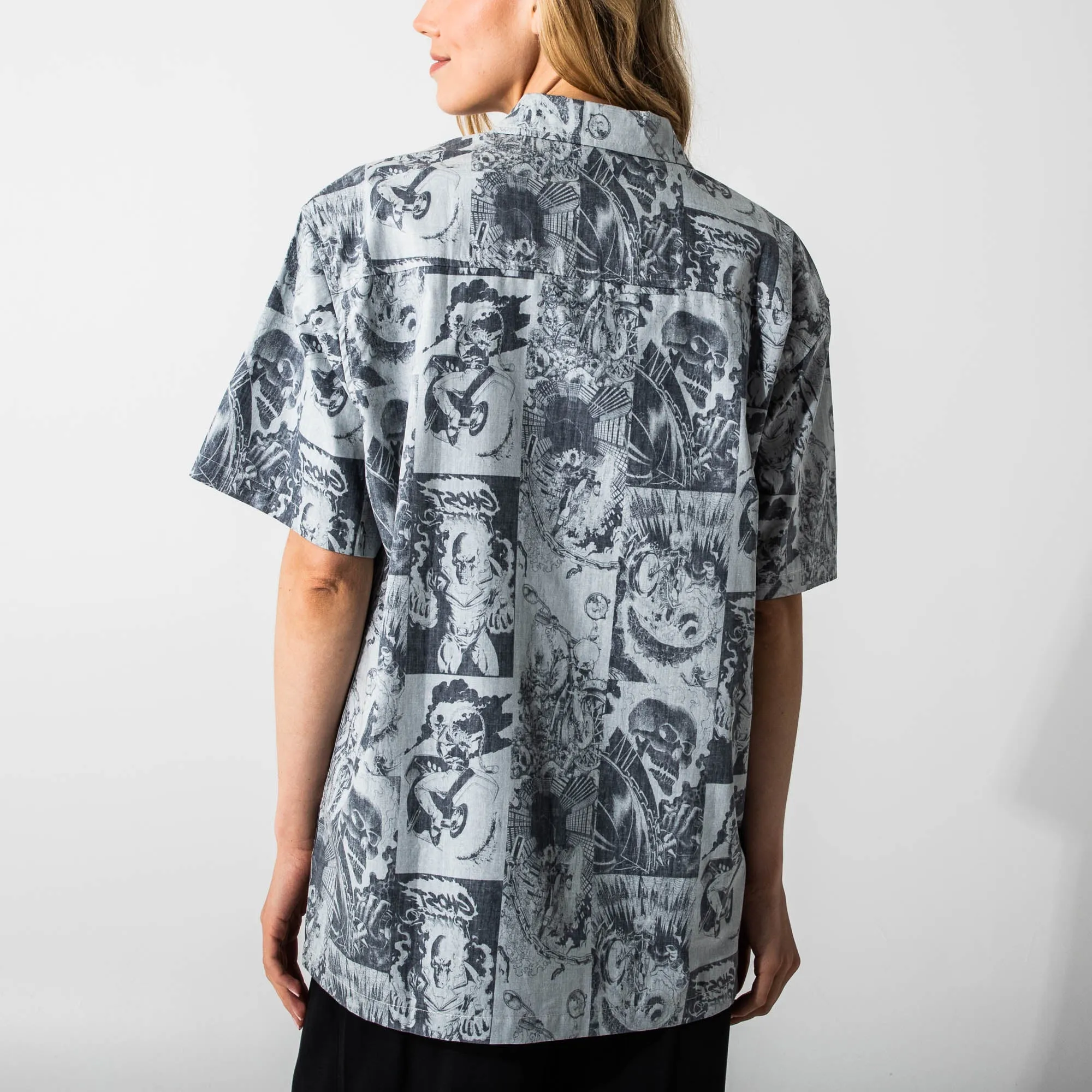 Ghost Rider All Over Comic Print Button-Down Shirt