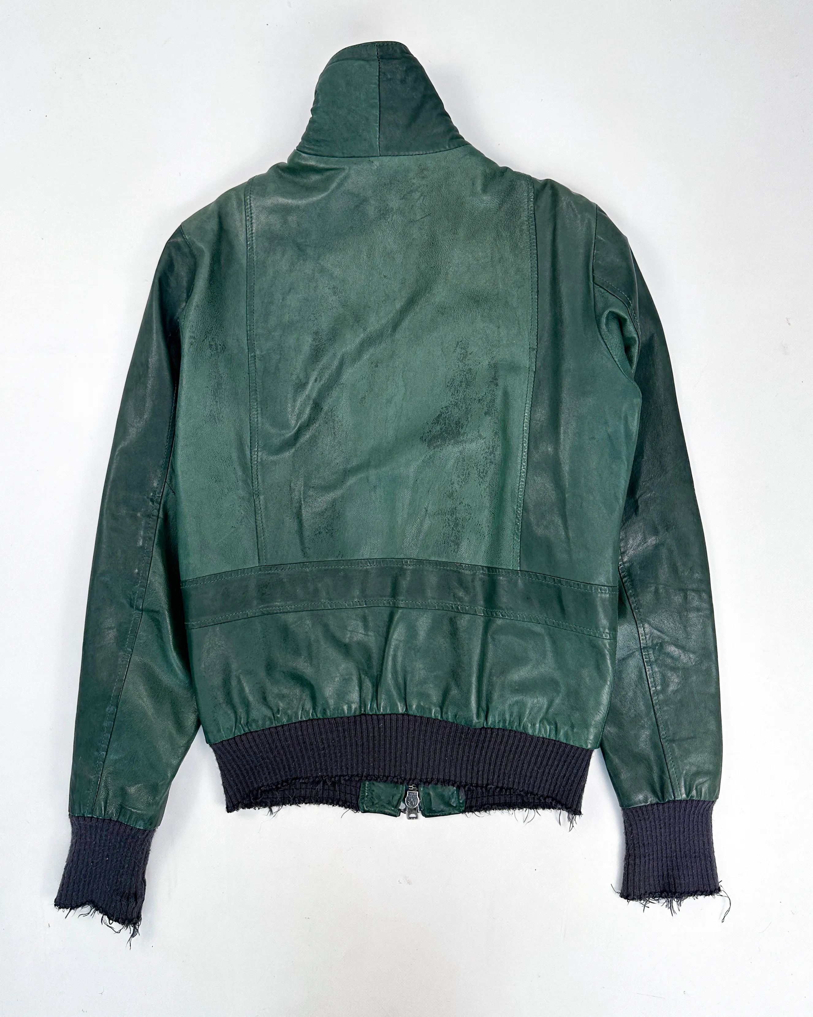 Giorgio Brato Green Distressed Leather Jacket 2000's