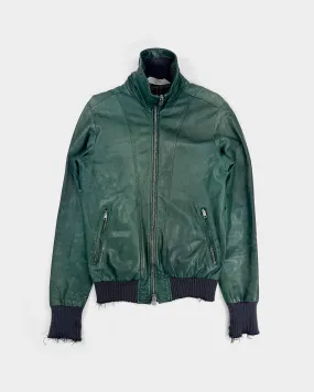 Giorgio Brato Green Distressed Leather Jacket 2000's