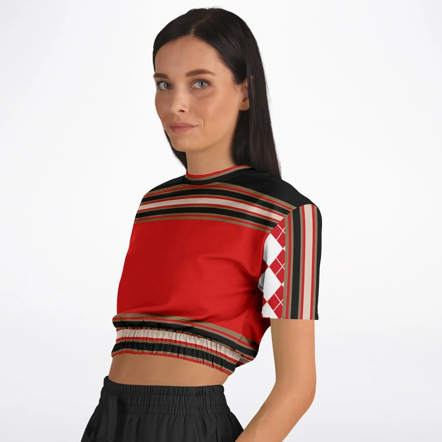 Gold Line Trio Short Sleeve Cropped Eco-Poly Sweater