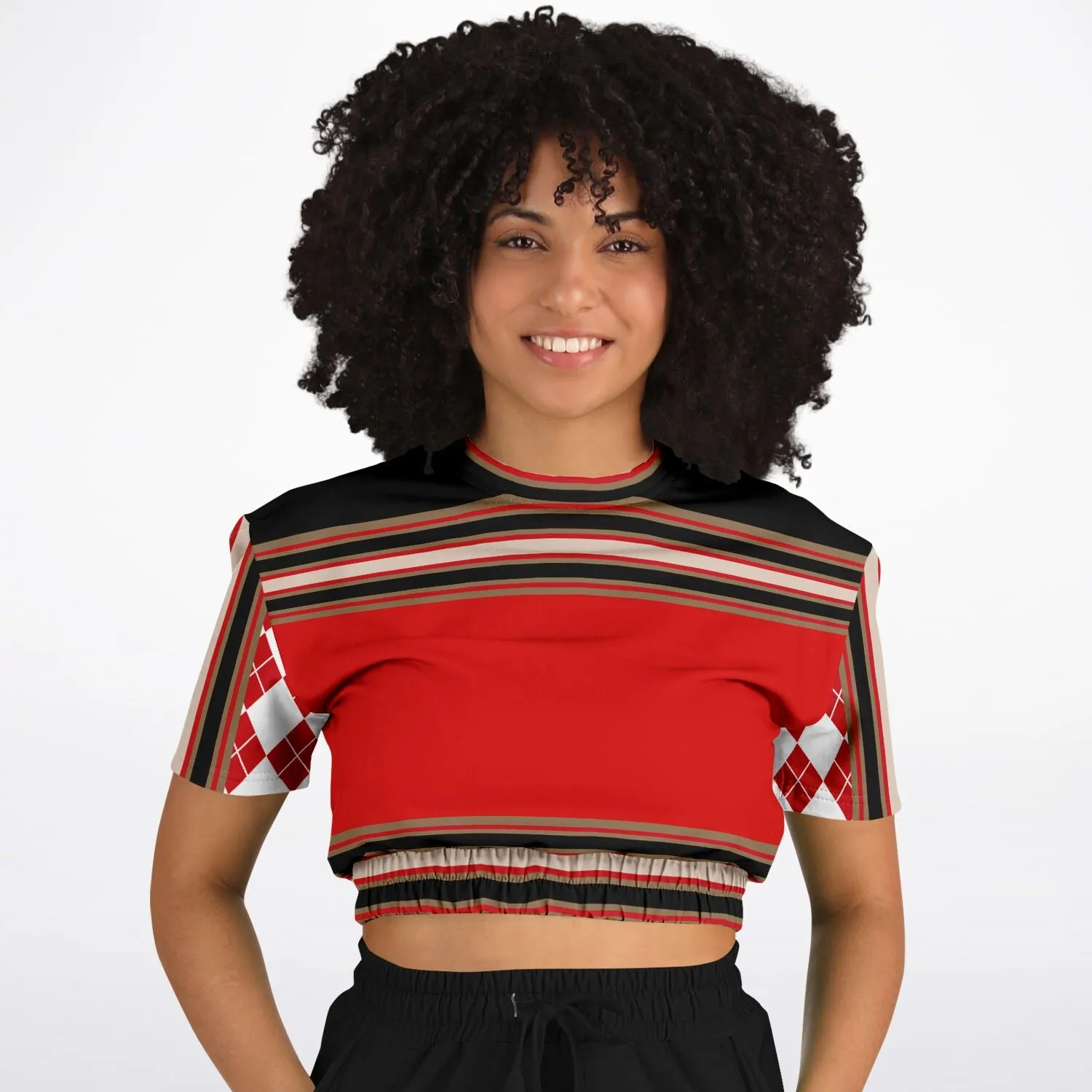 Gold Line Trio Short Sleeve Cropped Eco-Poly Sweater