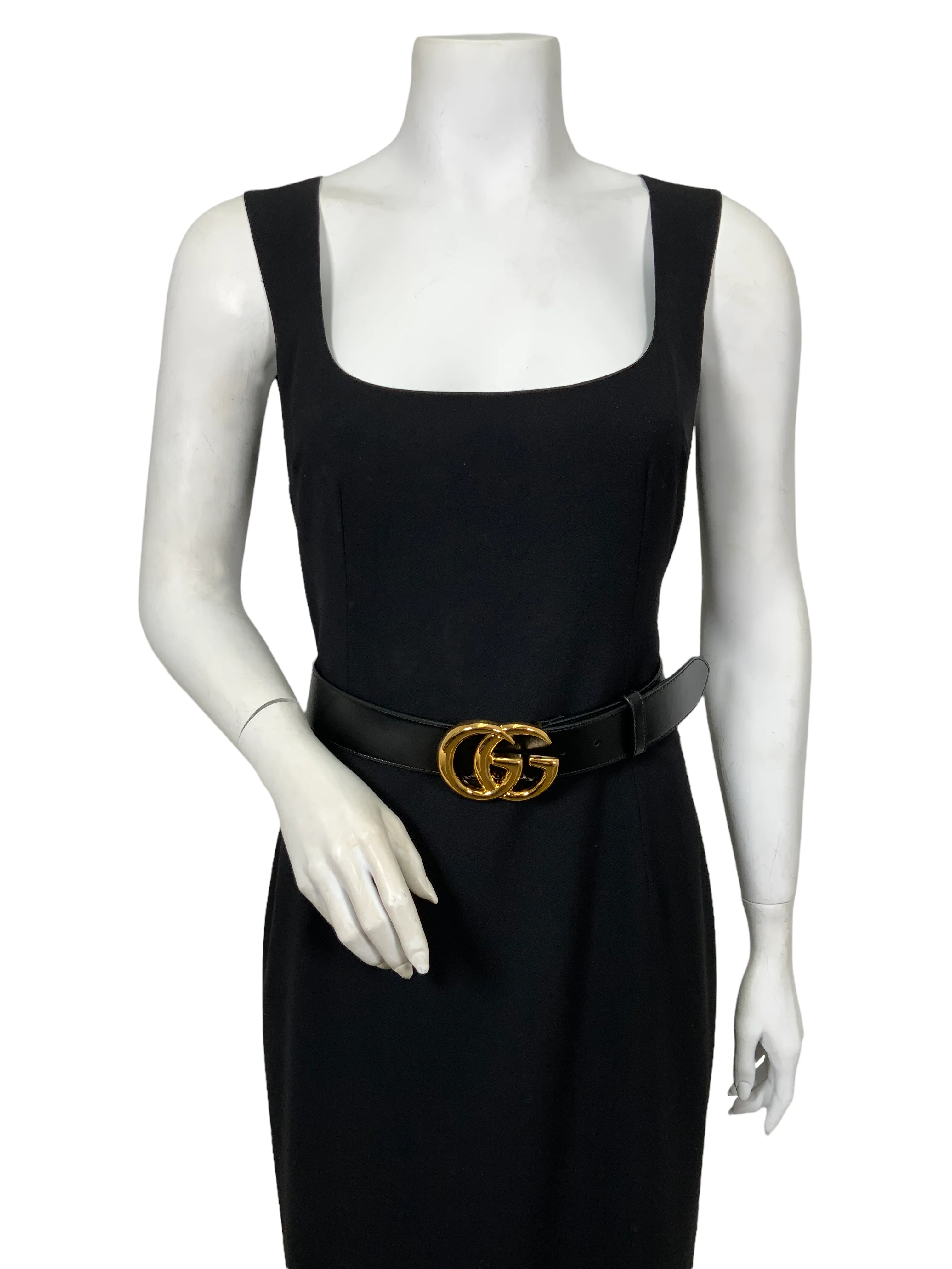 GUCCI GG Marmont Wide Leather Belt Size 75 NEW