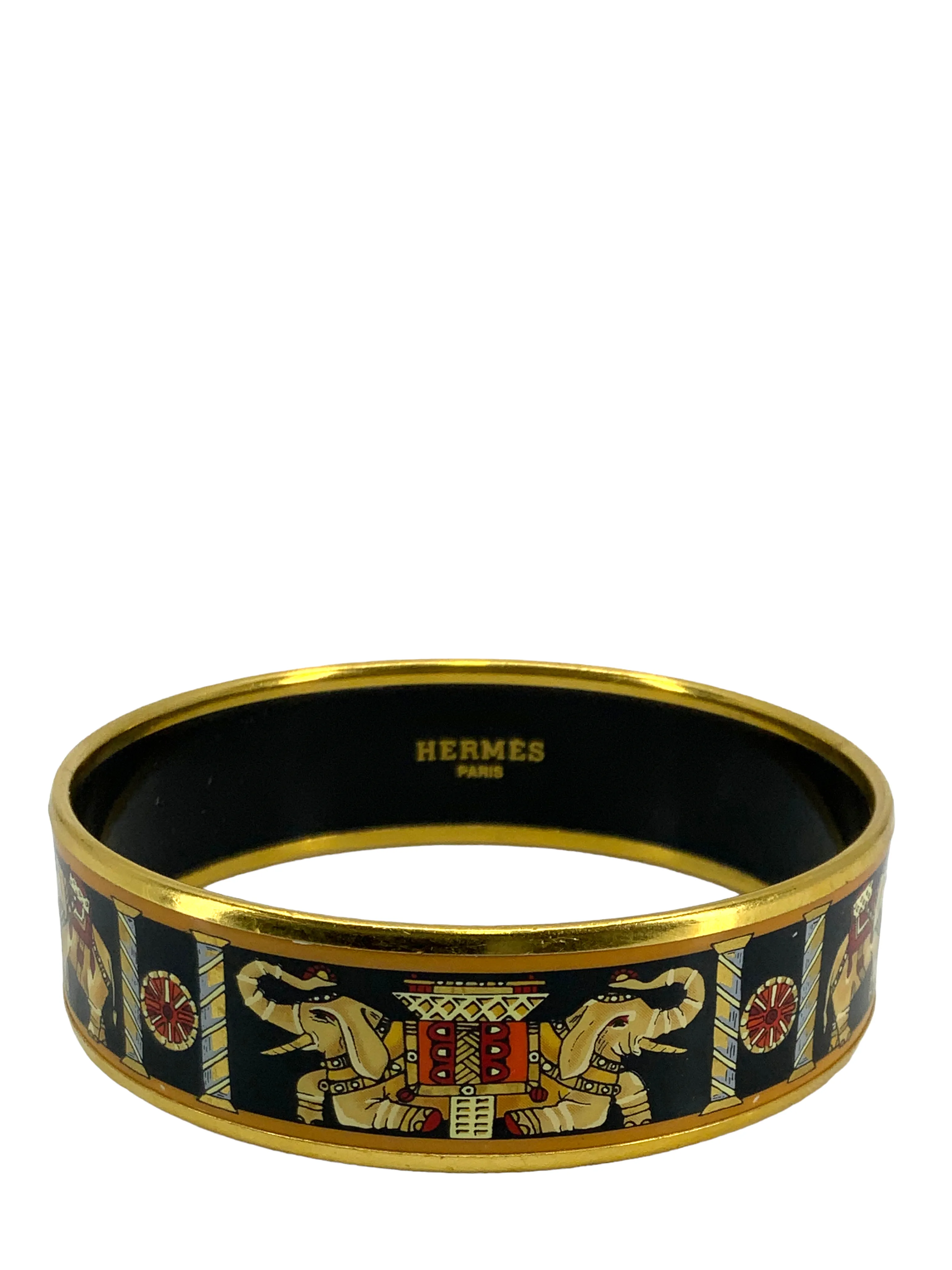 Hermes Printed Enamel Torana Wide Bracelet 65