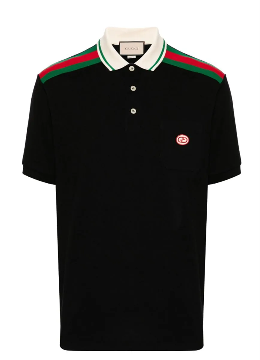 Interlocking G Cotton Polo Shirt - Stylish Mens Interlocking G Logo Cotton Polo Shirt