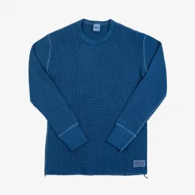 Iron Heart - Waffle Knit Long Sleeved Crew Neck Thermal Top - Indigo Dyed