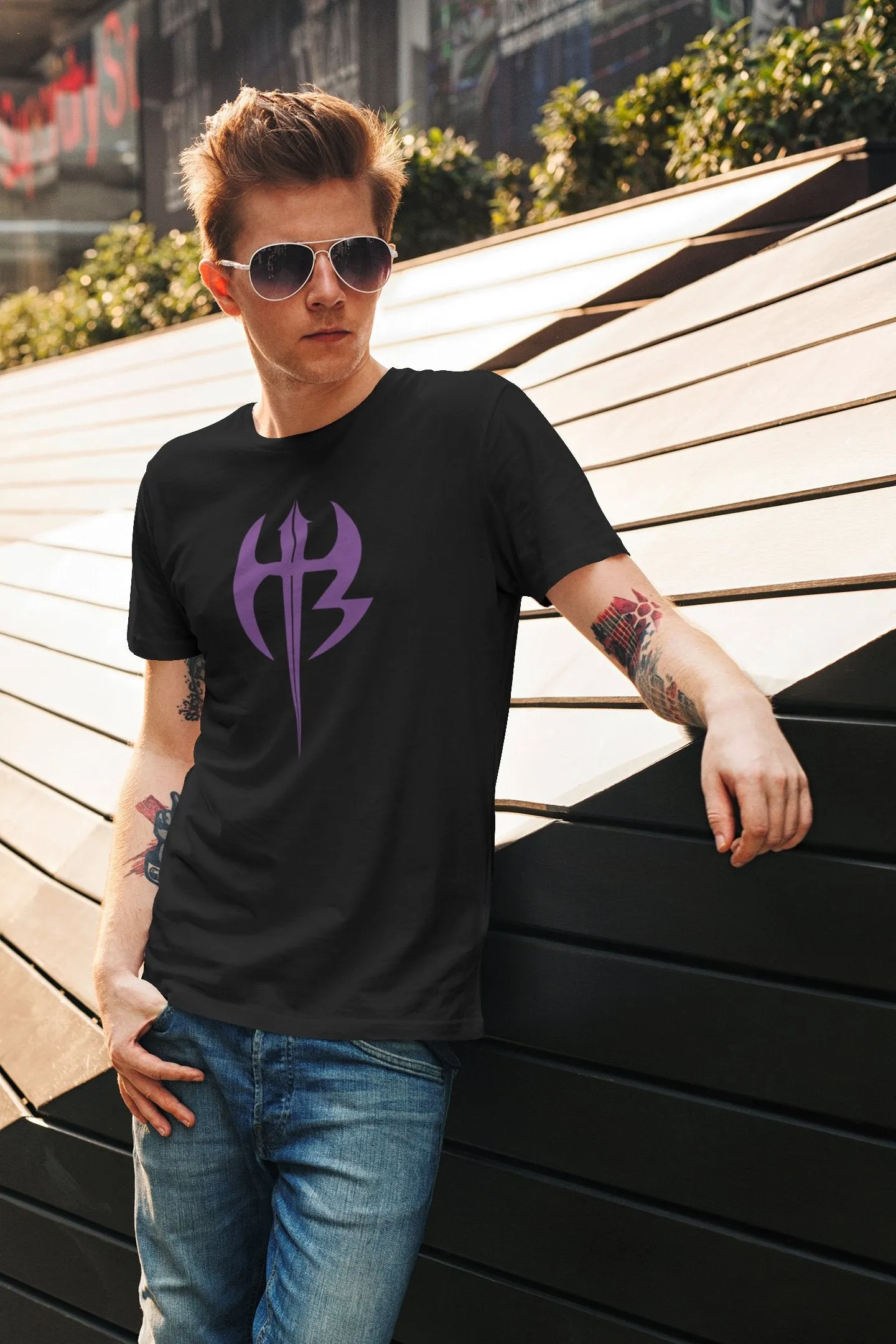 Jeff Matt Hardy Boyz Purple Logo WWE Mens T-shirt