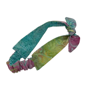 Kids Reversible Tie Headbands in Pastel Batik