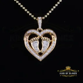 King of Bling's 1.50ct VVS D Silver Moissanite 925 Yellow Heart Child feet Mom Pendant For Women