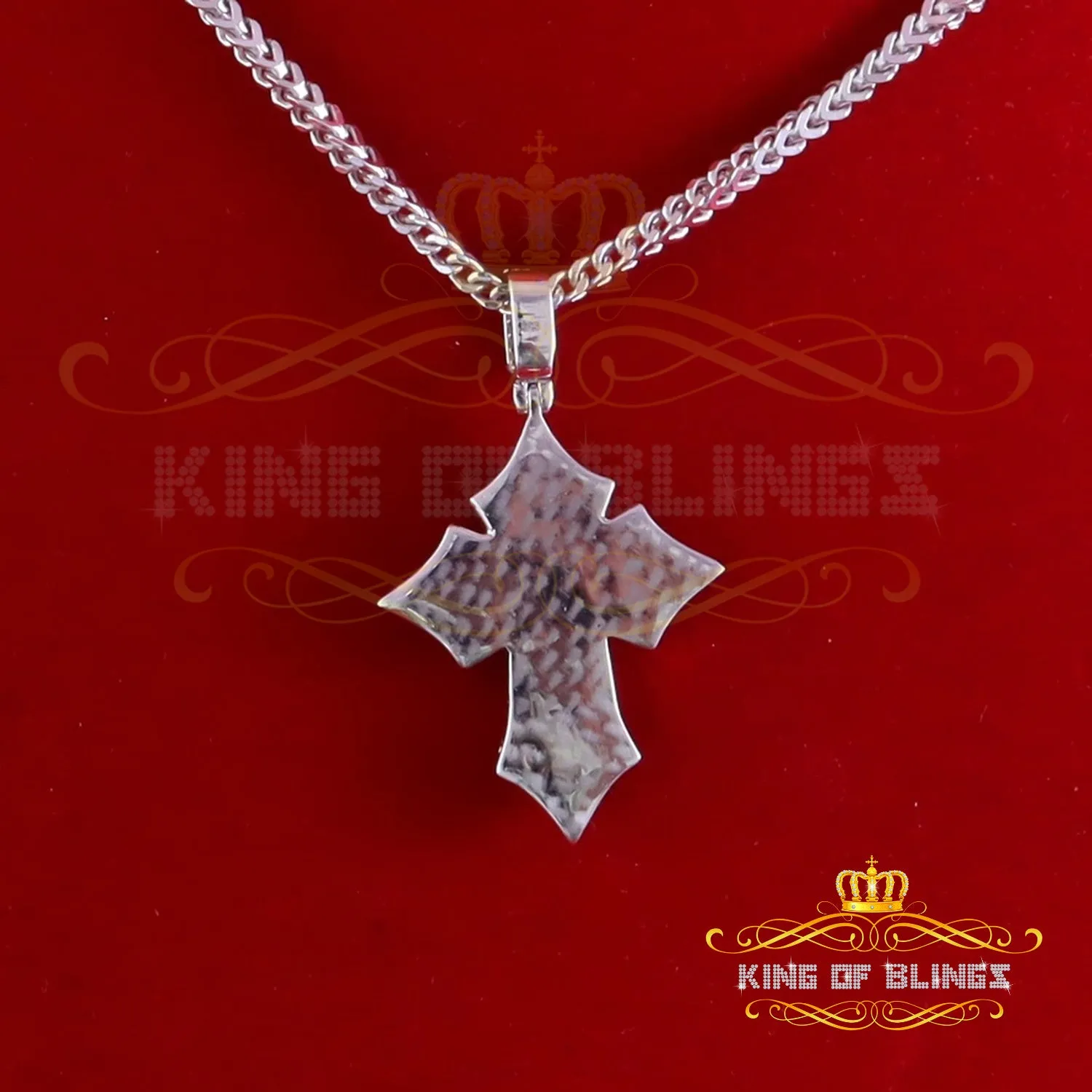 King Of Bling's Charm CROSS Pendant 2.50ct VVS D Moissanite White Sterling Silver Men's & Women