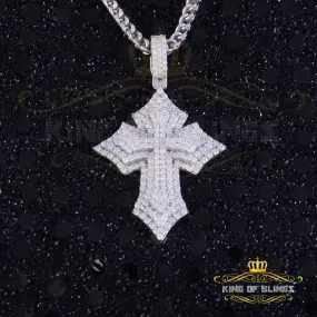 King Of Bling's Charm CROSS Pendant 2.50ct VVS D Moissanite White Sterling Silver Men's & Women