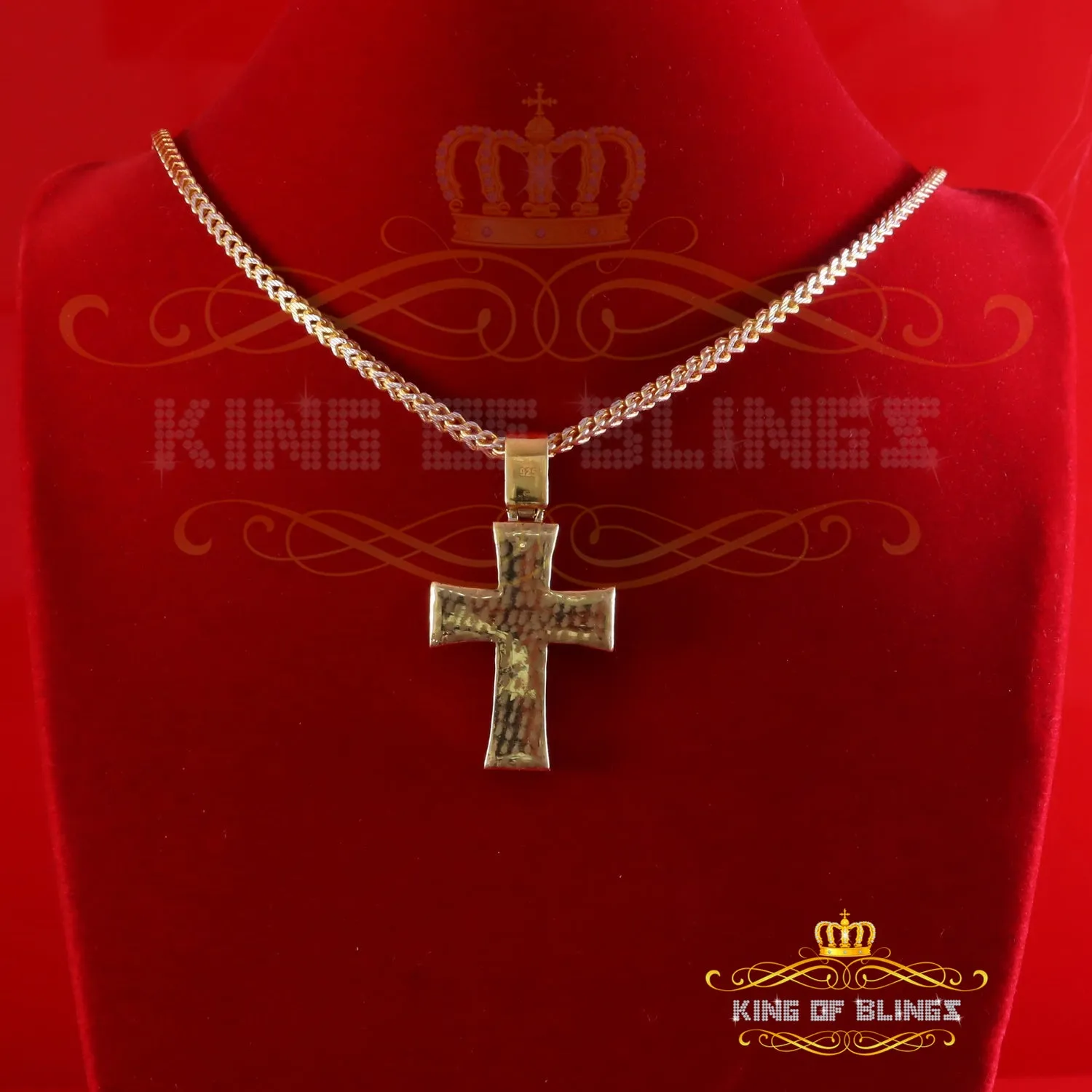 King Of Bling's Cross Pendant 925 Yellow Sterling Silver 2.25ct VVS D Clr. Moissanite for Women